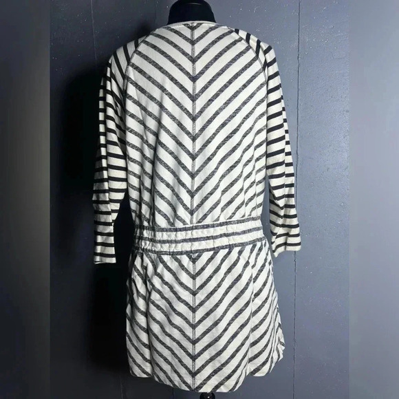 LOFT Cotton Striped Drawstring Sweatshirt, size Medium. - Picture 2 of 6